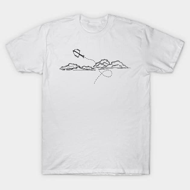 Paper plane in the clouds T-Shirt by ZuskaArt